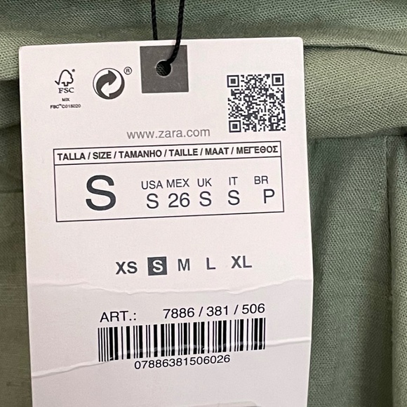 Zara Ruched Linen Blend Midi Dress Small Seafoam Green - Picture 5 of 5